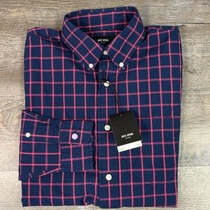 NEW Jack Spade Afton Navy and Pink Windowpane long Sleeve Button Down Shirt